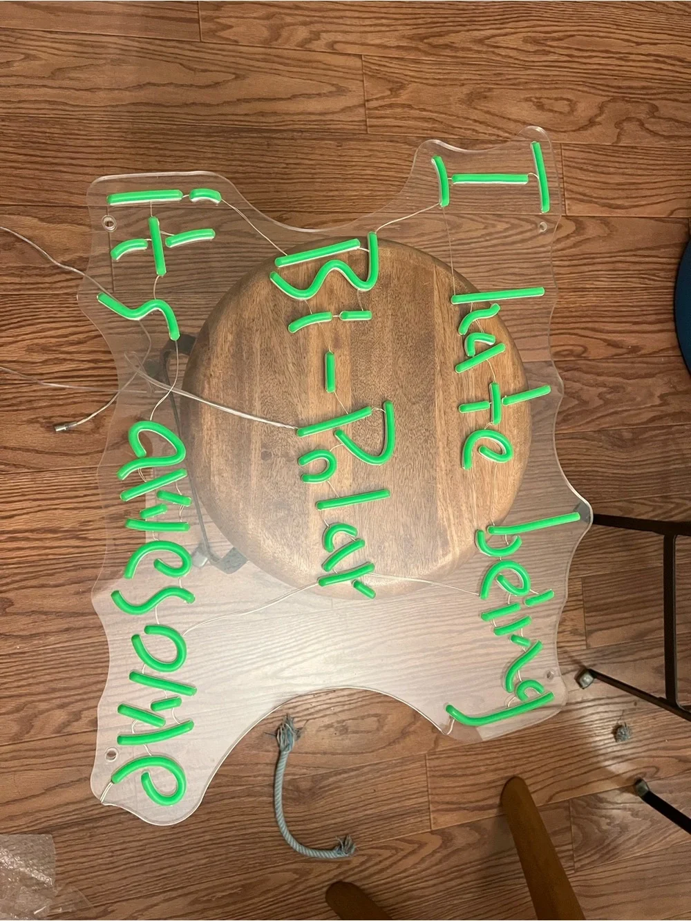Neon Green Acrylic Party Sign - Motivational Message